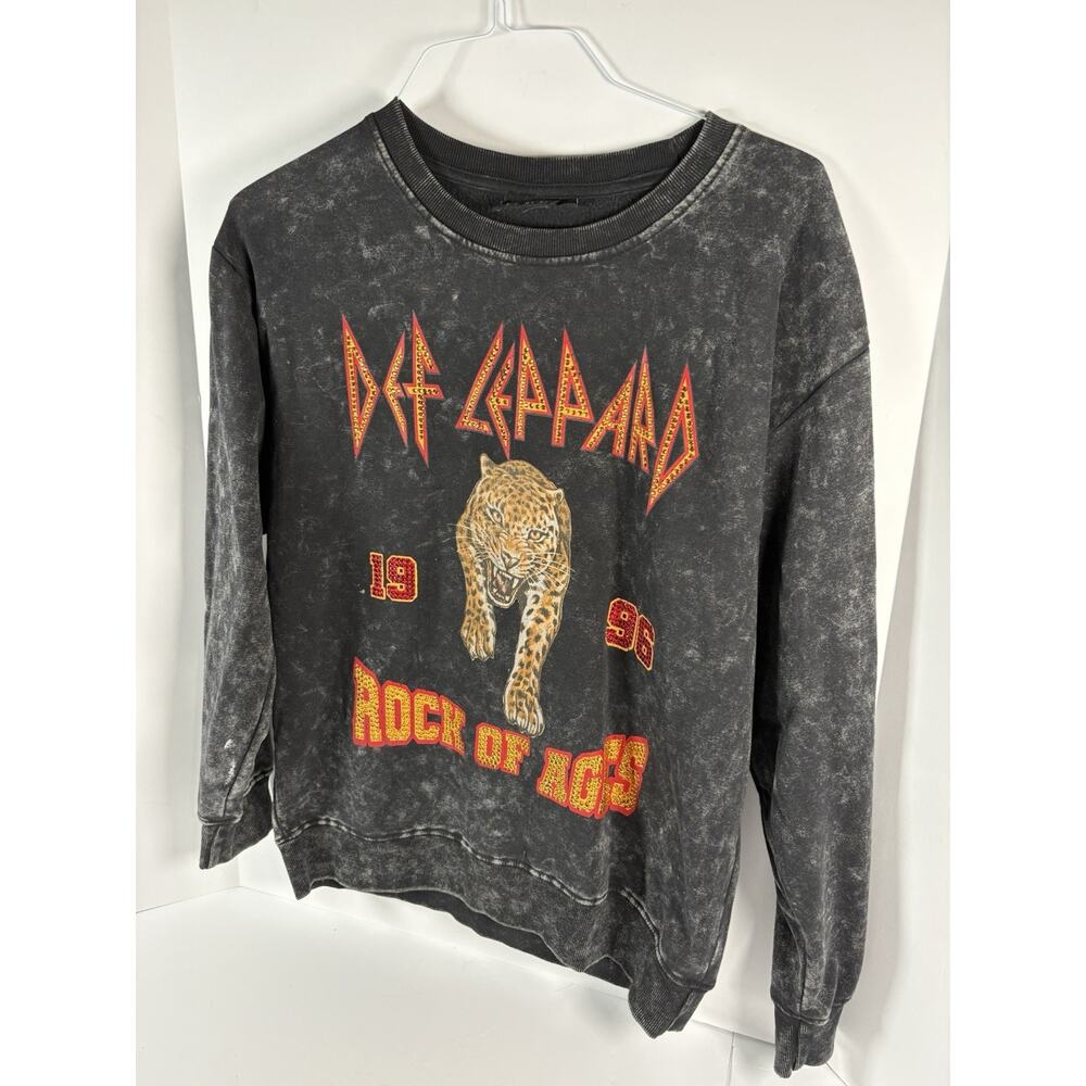 Def Leppard Rock Of Ages 1986 Acid Wash Graphic Sweatshirt Women's Large - Picture 3 of 9